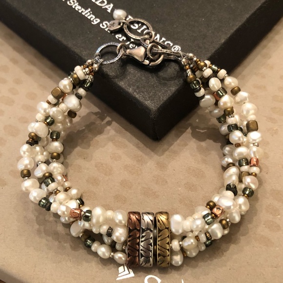 Silpada Jewelry - Silpada Sterling Silver Copper Brass Freshwater Pearl 5-Strand Bracelet B2188
